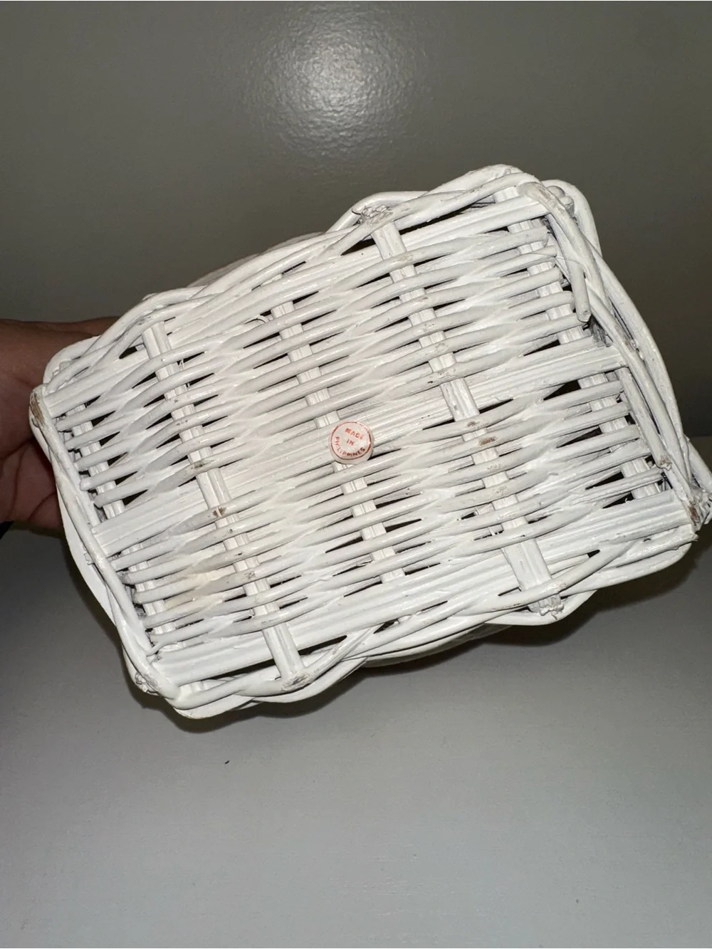 Vtg Handpainted Wicker Basket